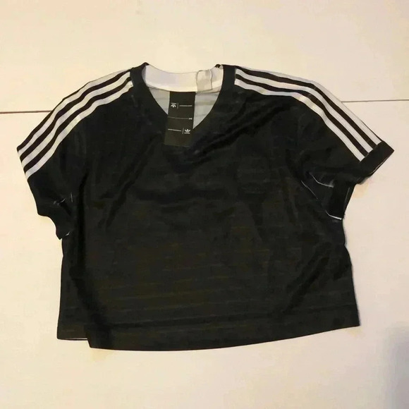 NWT Adidas x Alexander Wang black crew neck streetwear short sleeve crop top L - Picture 2 of 5